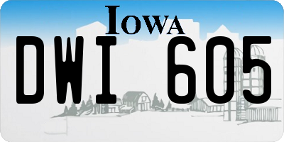 IA license plate DWI605