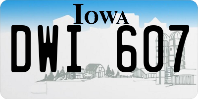 IA license plate DWI607