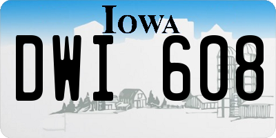 IA license plate DWI608