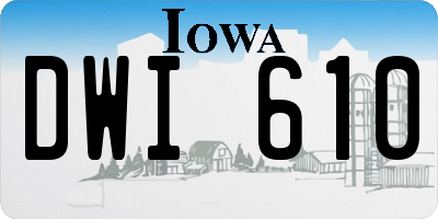 IA license plate DWI610