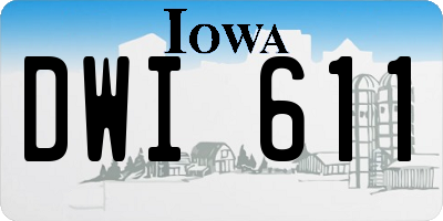 IA license plate DWI611