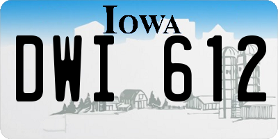IA license plate DWI612