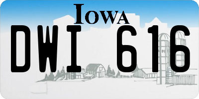 IA license plate DWI616