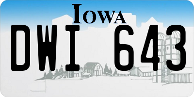 IA license plate DWI643