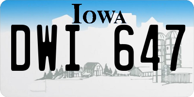 IA license plate DWI647