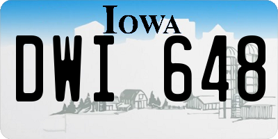 IA license plate DWI648
