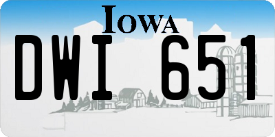 IA license plate DWI651