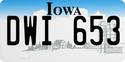 IA license plate DWI653