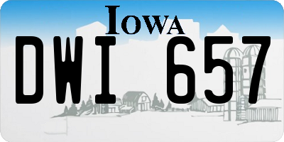 IA license plate DWI657
