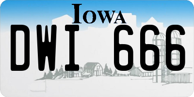 IA license plate DWI666