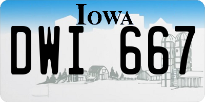 IA license plate DWI667