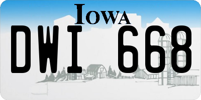 IA license plate DWI668