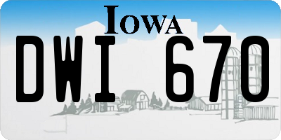 IA license plate DWI670