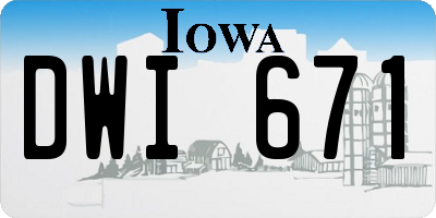 IA license plate DWI671