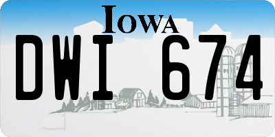 IA license plate DWI674