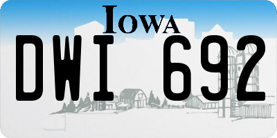 IA license plate DWI692