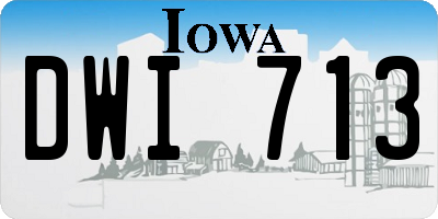 IA license plate DWI713