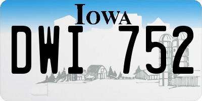 IA license plate DWI752