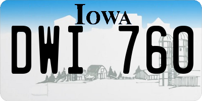 IA license plate DWI760