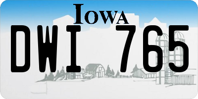 IA license plate DWI765