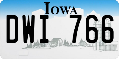 IA license plate DWI766