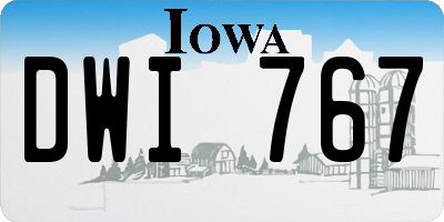 IA license plate DWI767