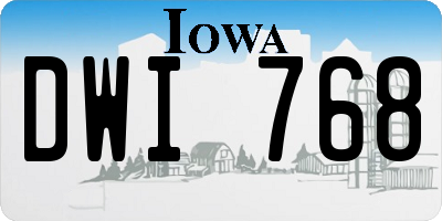 IA license plate DWI768