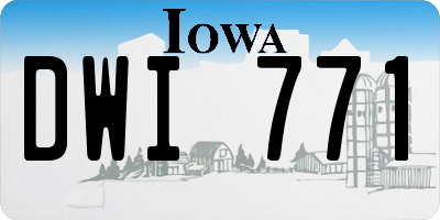 IA license plate DWI771