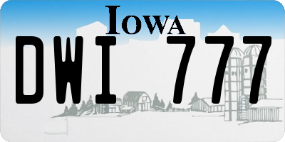 IA license plate DWI777