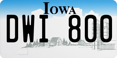 IA license plate DWI800