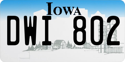 IA license plate DWI802