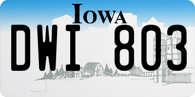 IA license plate DWI803