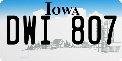 IA license plate DWI807