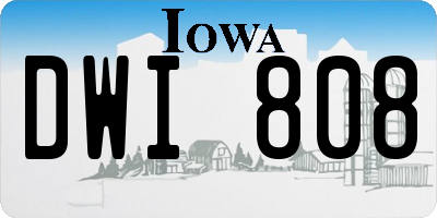 IA license plate DWI808