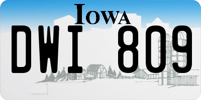 IA license plate DWI809