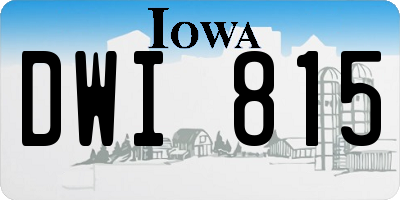 IA license plate DWI815