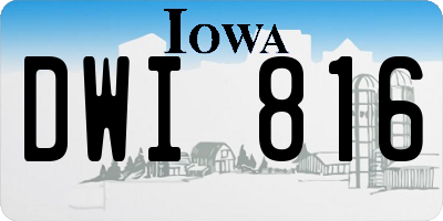 IA license plate DWI816