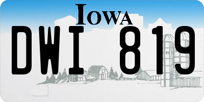 IA license plate DWI819