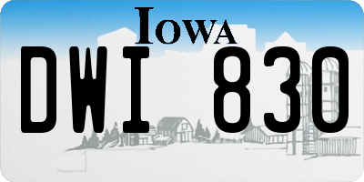IA license plate DWI830
