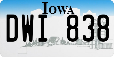 IA license plate DWI838