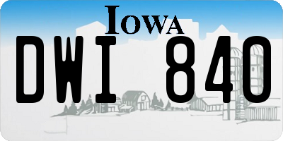IA license plate DWI840