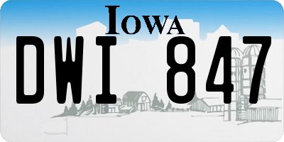 IA license plate DWI847