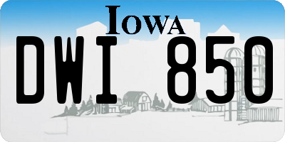 IA license plate DWI850