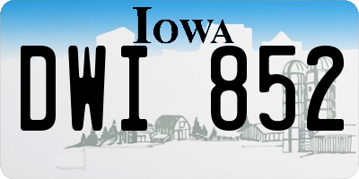 IA license plate DWI852