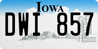 IA license plate DWI857