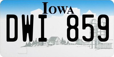 IA license plate DWI859