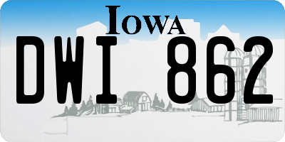 IA license plate DWI862