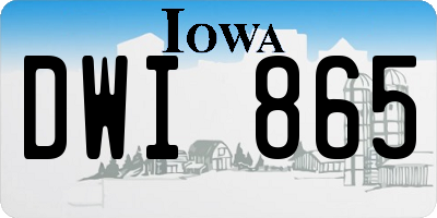 IA license plate DWI865