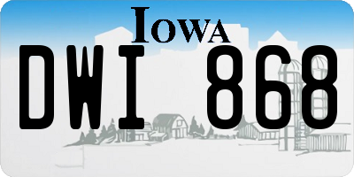 IA license plate DWI868