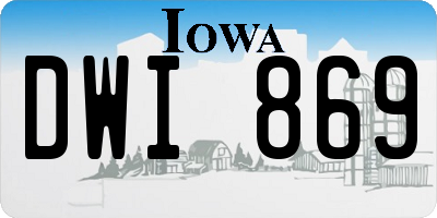 IA license plate DWI869